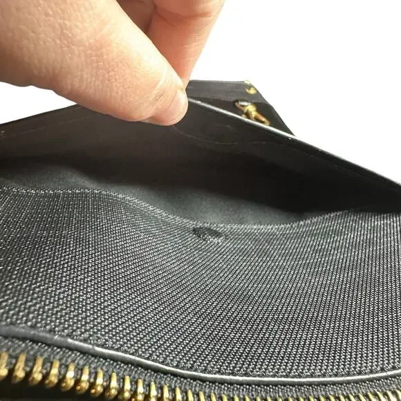 Dagne Dover Clutch Black Gold-Tone Hardware with Wrist Strap large wristlet - Picture 5 of 10